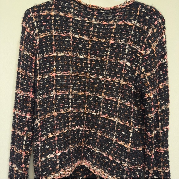 NWT- Sioni Black, Pink, Orange & White Tweed Cardigan Size Medium Women’s - Picture 2 of 11